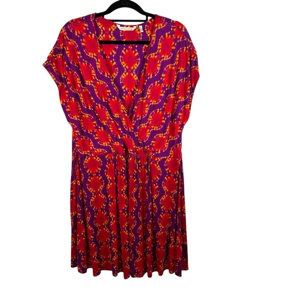 Soft Surroundings Kaveri Midi‎ Dress Size 1X Wrap Front Tye Dye Boho Stretch - Picture 1 of 8